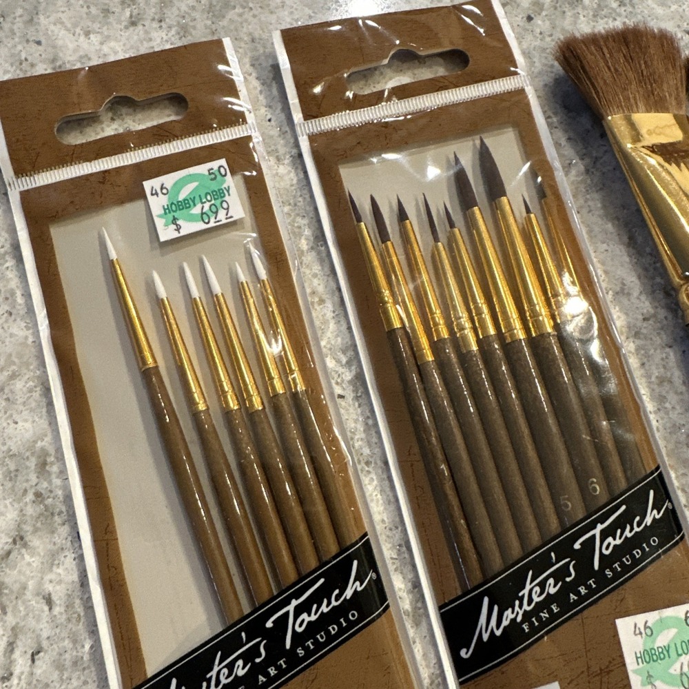 Lot Of Vintage Oil Paint Brushes 40 Winsor & Newton Robert Simmons Master Touch - Picture 14 of 16